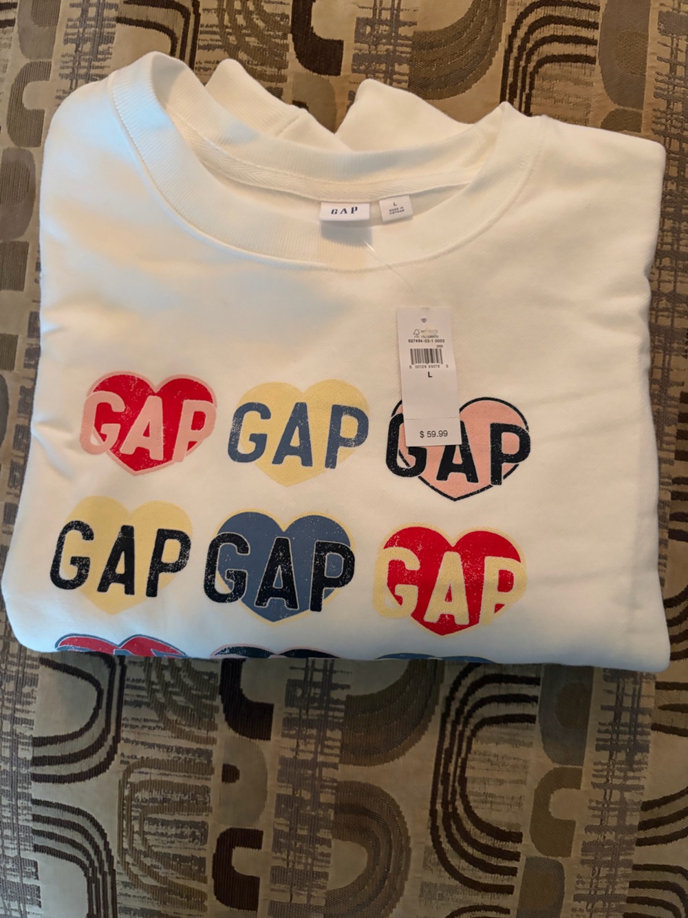 GAP White Sweatshirt with Multicolor Heart GAP Logos